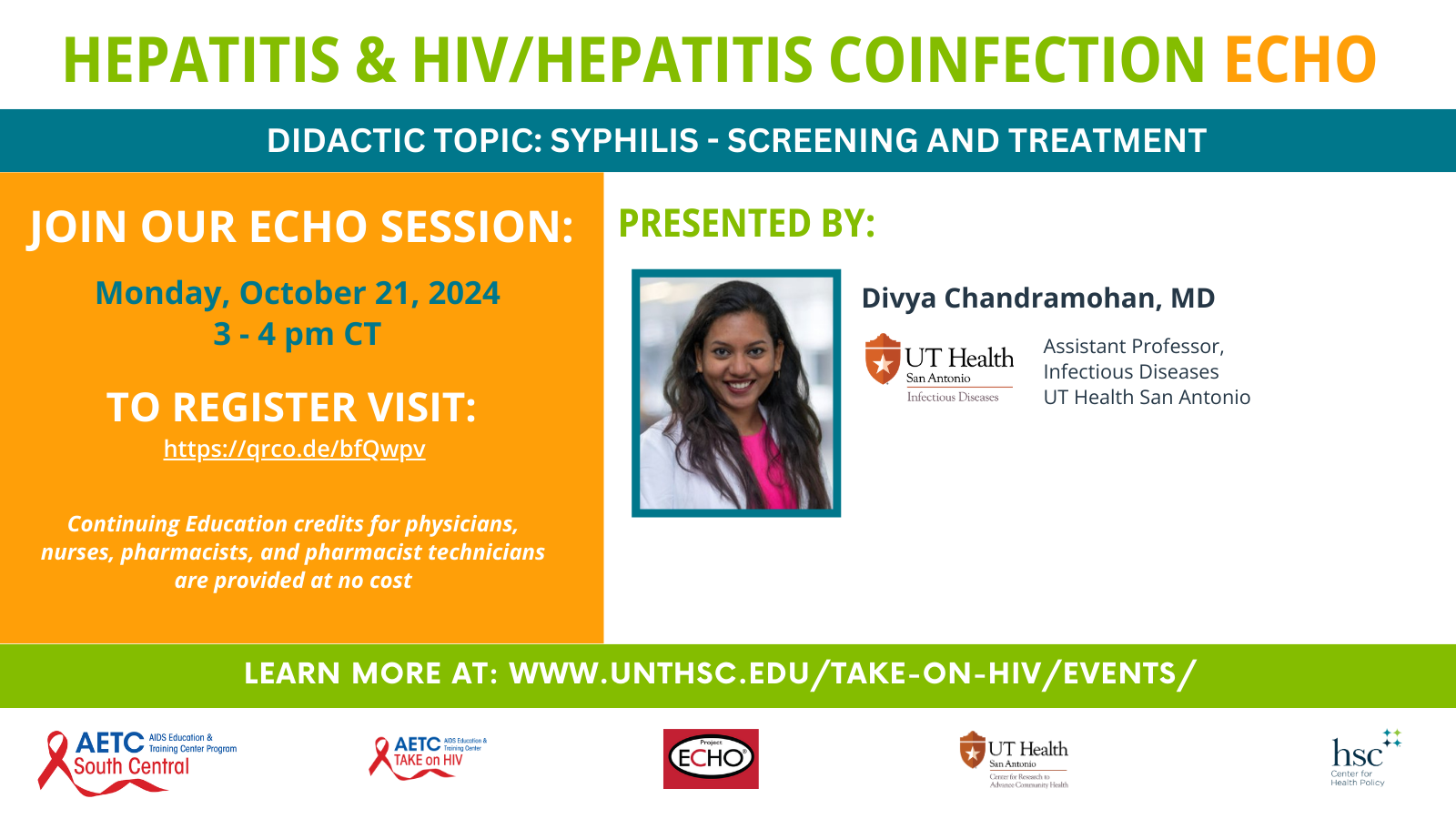 HIV/Hepatitis ECHO Invitation - October 21, 2024