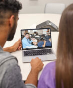 Students viewing a Doctor of Physical Therapy hybrid course.