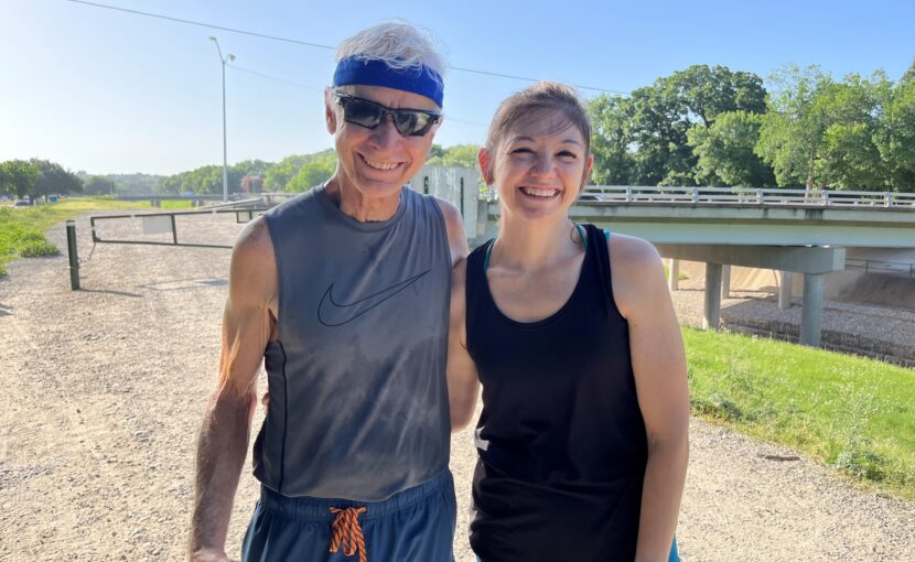 Lindsey and Scott together on the Trinity trail before a guided run.