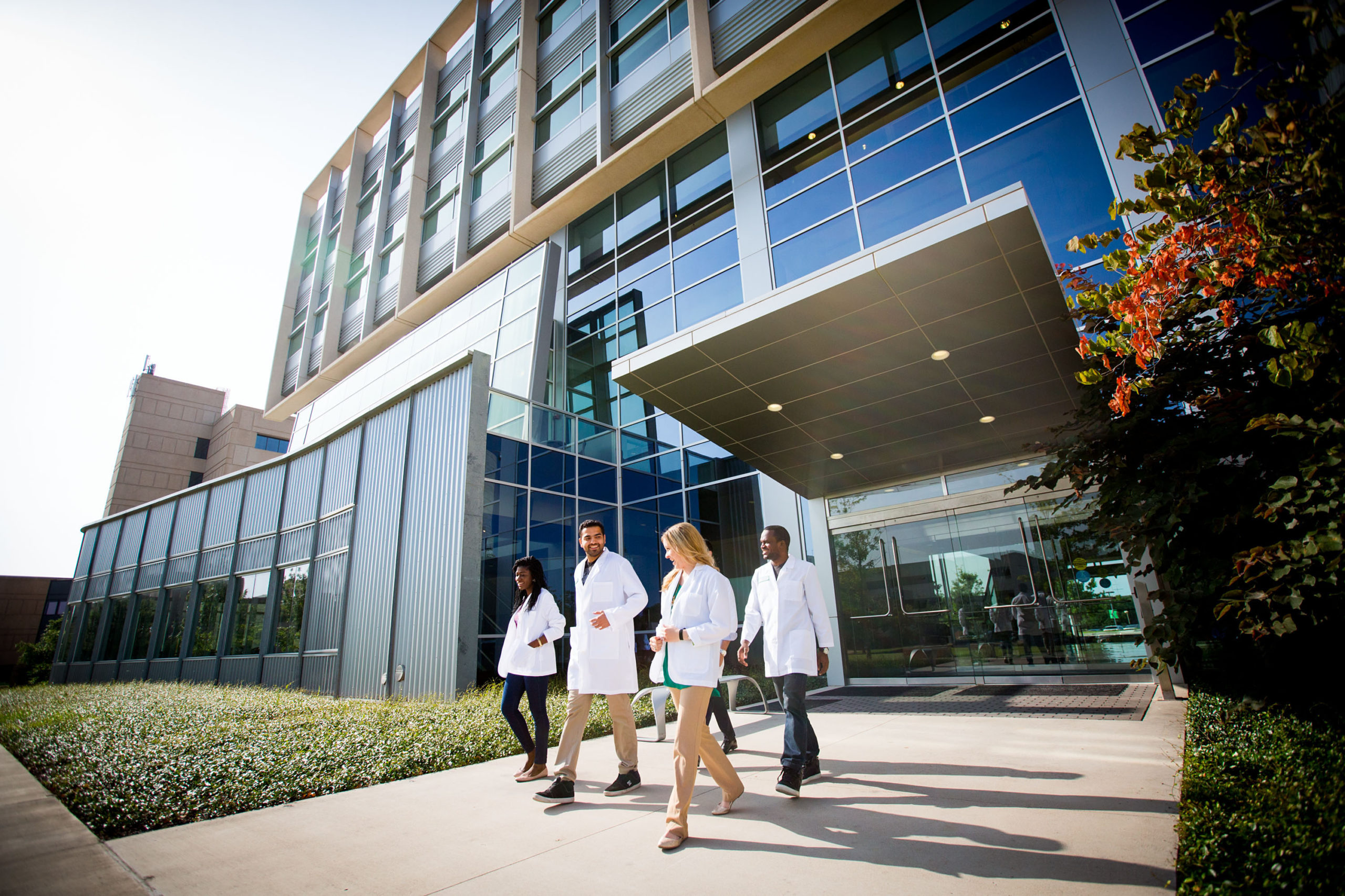 Students walking out of UNT HSC building